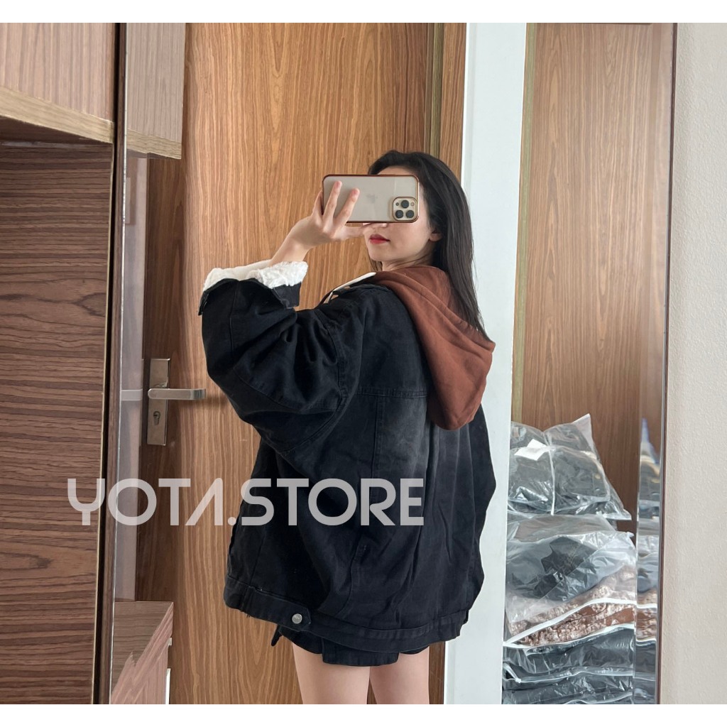 Áo khoác jeans mũ lót lông - G117