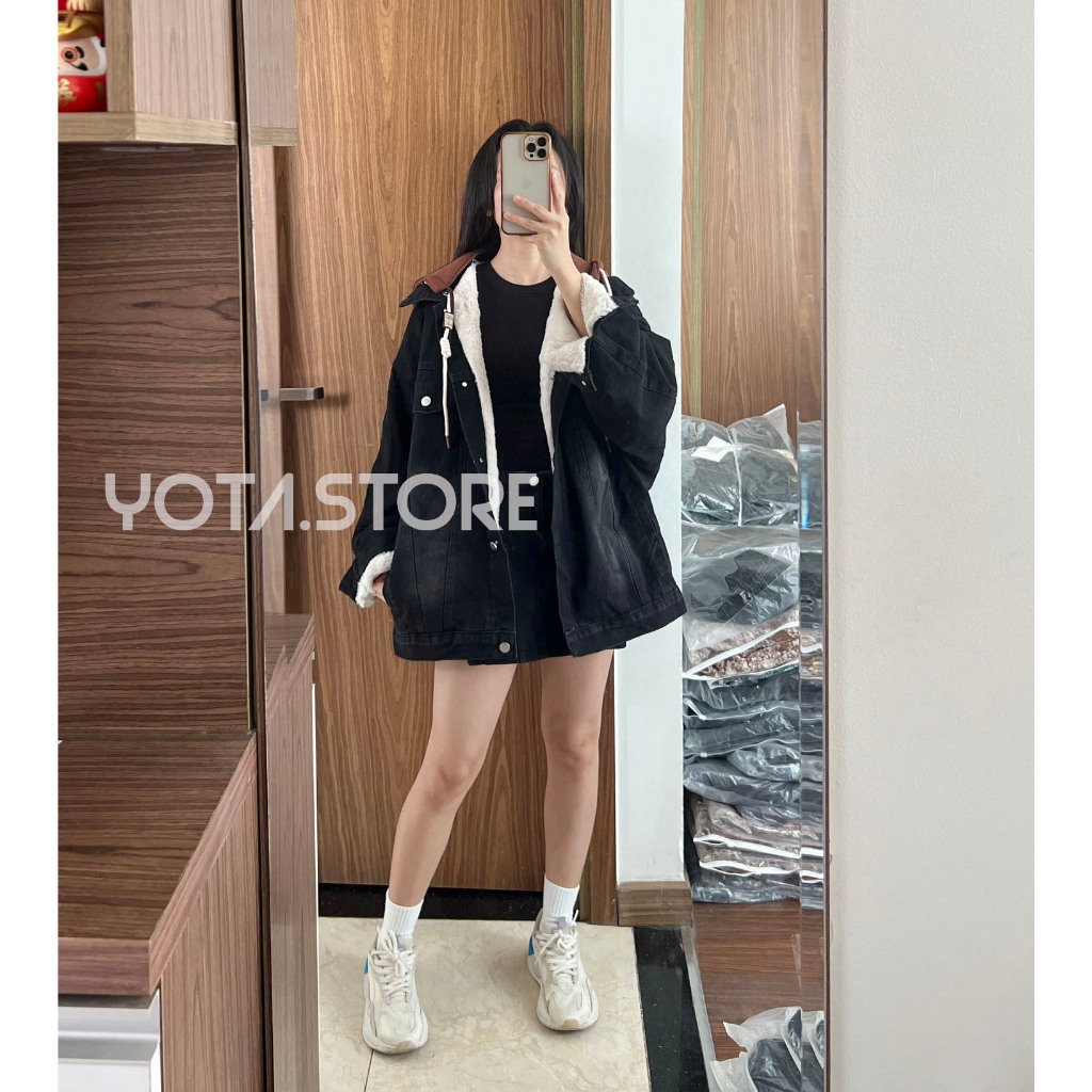 Áo khoác jeans mũ lót lông - G117