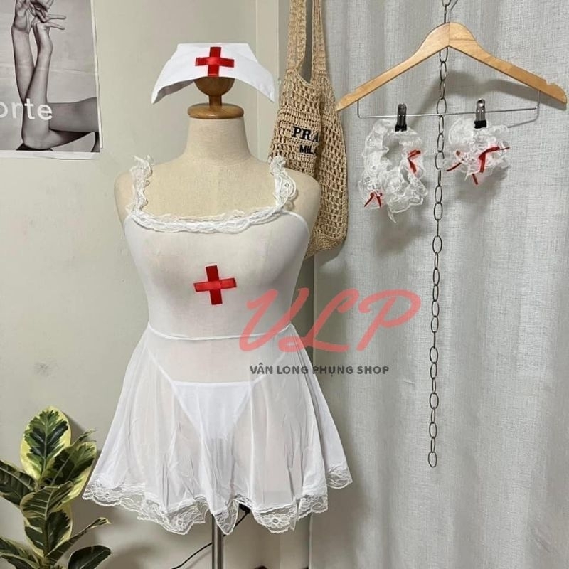 _DN44_Váy ngủ Cosplay Y Tá xẻ mông