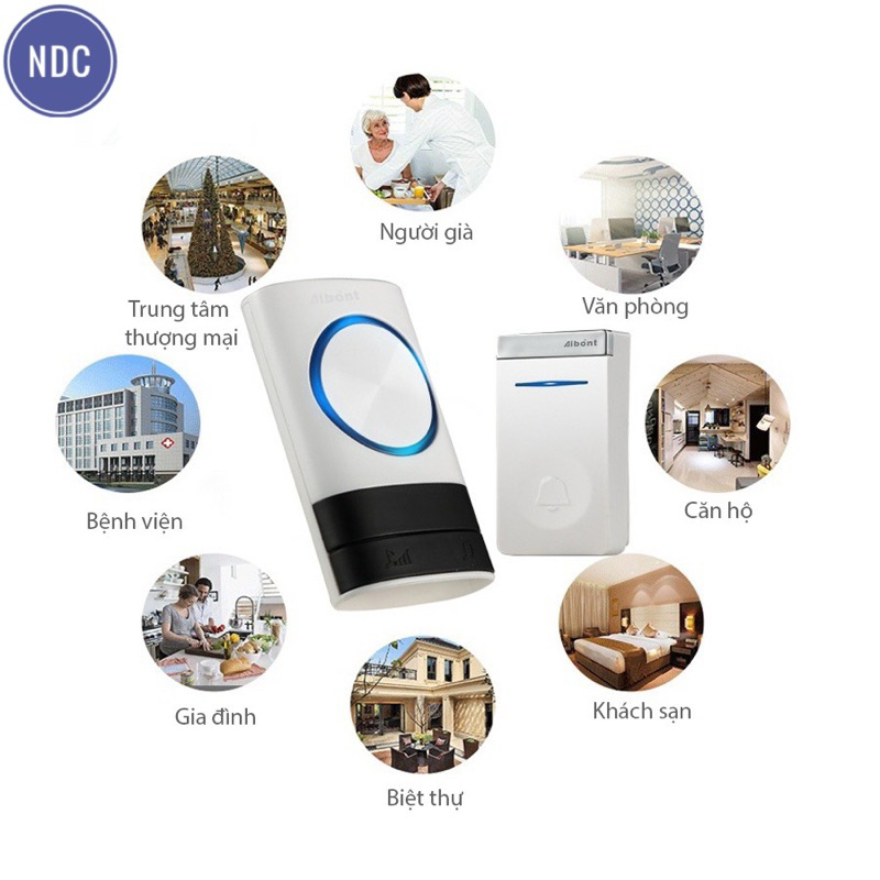 Chuông Cửa Không Dây Cao Cấp Aibont Không Dùng Pin, Chống Nước, Khoảng Cách 300m