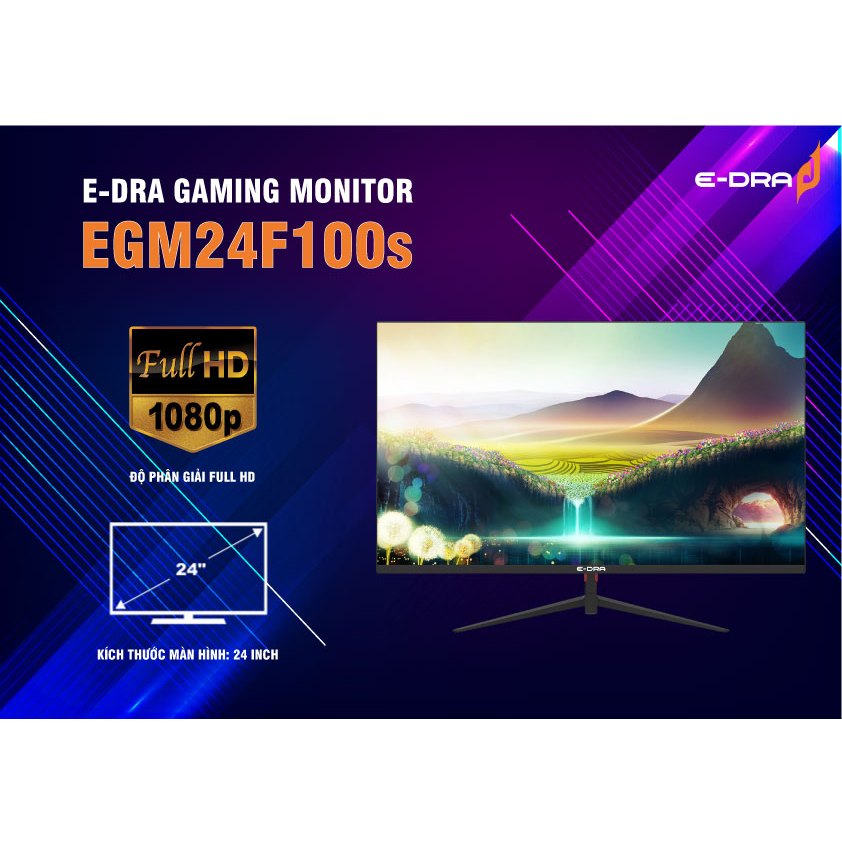 Màn hình gaming, màn hình máy tính chơi game E-Dra EGM24F100S Full HD - màn hình 24 inch - Tần số 100Hz - Chính hãng
