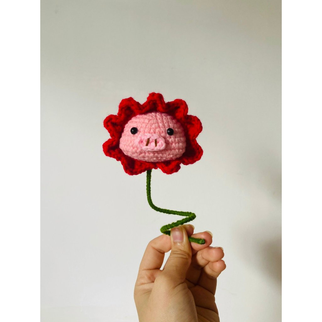 [Ảnh thật] Hoa heo, hoa thỏ treo gương xe máy bằng len handmade