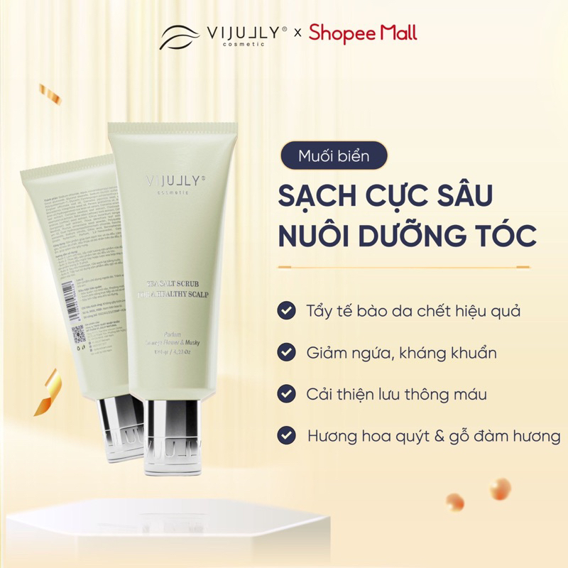 Muối tẩy tế bào chết da đầu, làm sạch da đầu dành cho tóc thường Vi Jully 120gr