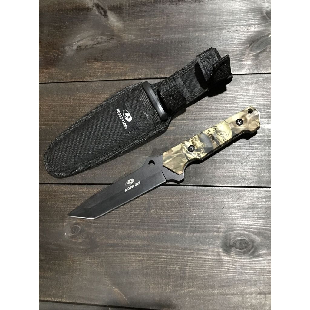 Dao Camouflage Mossy Oak 6 Inch Fixed Blade with black belt sheath