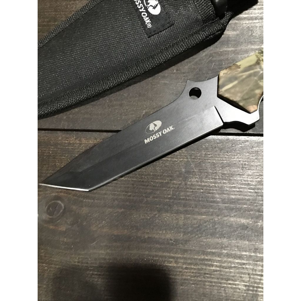 Dao Camouflage Mossy Oak 6 Inch Fixed Blade with black belt sheath