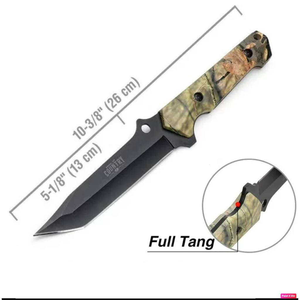 Dao Camouflage Mossy Oak 6 Inch Fixed Blade with black belt sheath