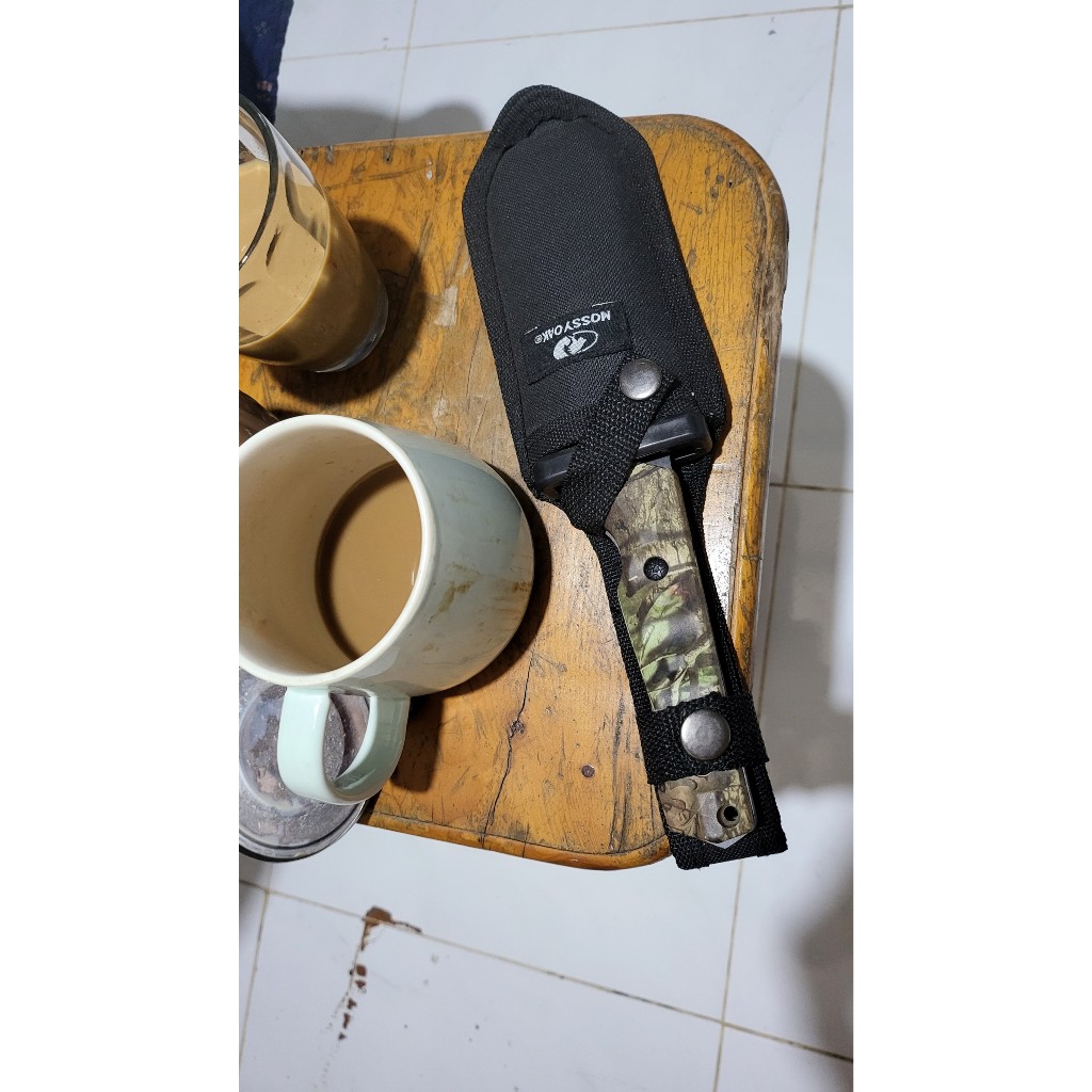 Dao Camouflage Mossy Oak 6 Inch Fixed Blade with black belt sheath