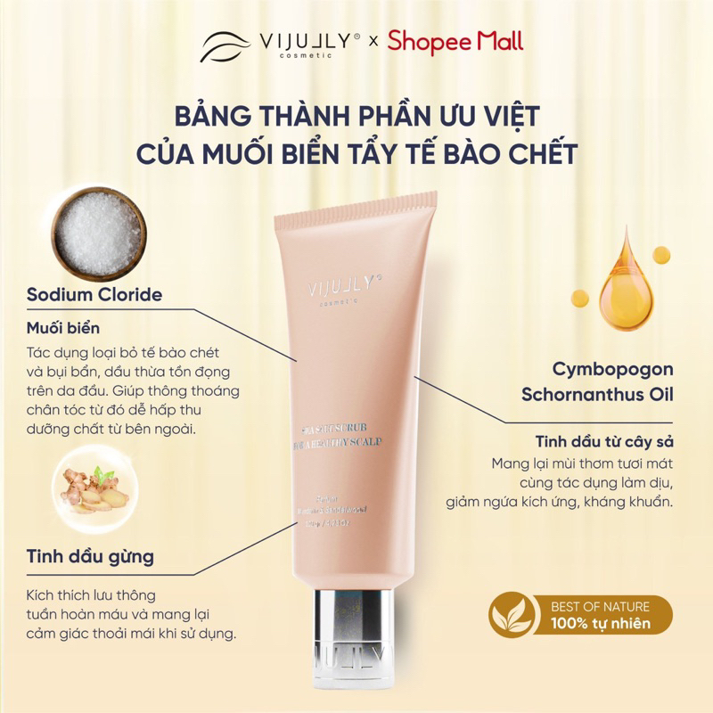 Muối tẩy tế bào chết da đầu, làm sạch da đầu dành cho tóc nhuộm Vi Jully 120gr