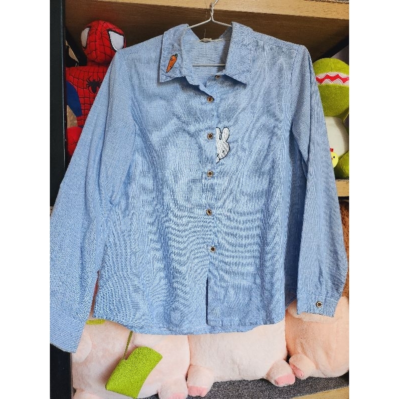 Thanh lý. áo sơ mi thỏ xanh cute dưới 52kg. tl179