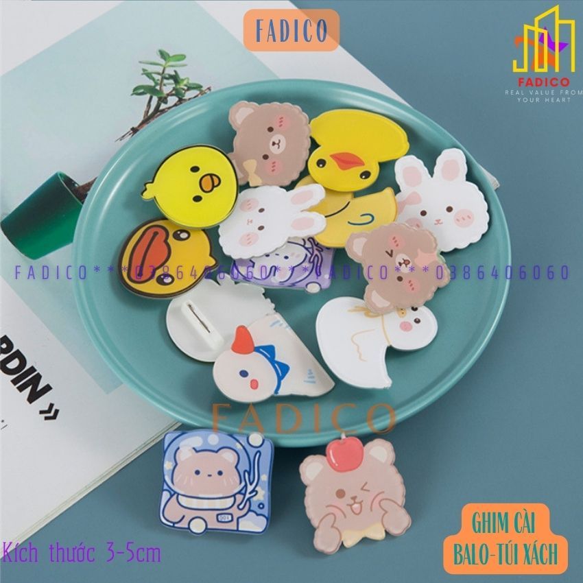 Sỉ Ghim cài balo túi xách,Sticker cài áo, túi xách balo hình VỊT CON  dễ thương,KT 3-5cm nhựa acrylic-FADICO