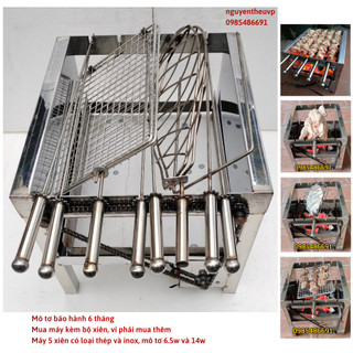 Máy nướng thịt chả lò quay gà vịt mini bếp nướng than hoa mô tơ tự động chuẩn (xiên 100% inox, đi kèm máy)
