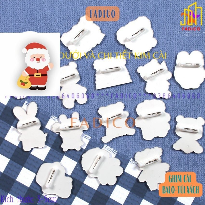 Sỉ Pin cài balo túi xách,gim cài áo, trâm cài túi xách balo hình ÔNG GIÀ NOEL  dễ thương,KT 3-5cm nhựa acrylic-FADICO