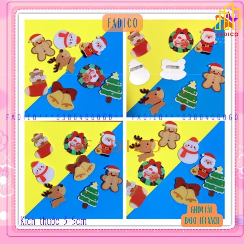Sỉ Pin cài balo túi xách,gim cài áo, trâm cài túi xách balo hình ÔNG GIÀ NOEL  dễ thương,KT 3-5cm nhựa acrylic-FADICO