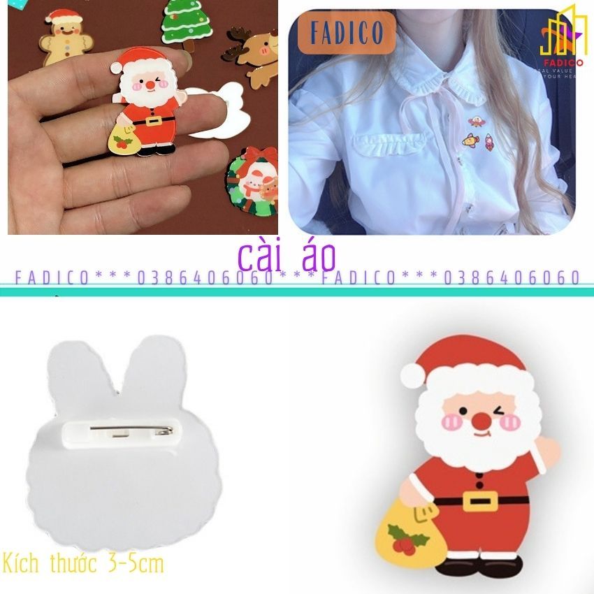 Sỉ Pin cài balo túi xách,gim cài áo, trâm cài túi xách balo hình ÔNG GIÀ NOEL  dễ thương,KT 3-5cm nhựa acrylic-FADICO