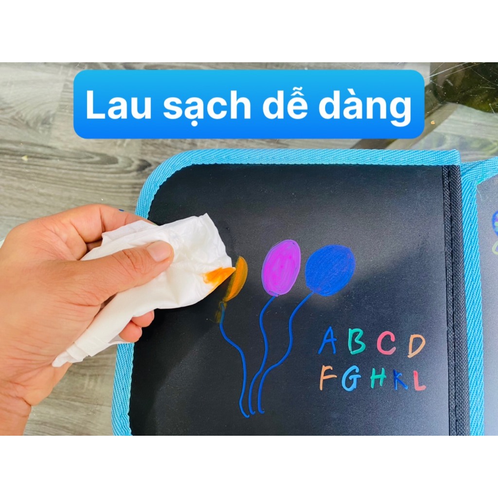Combo Sổ vẽ vải xoá được cho bé kèm tranh tô màu tập vẽ kèm Bút màu