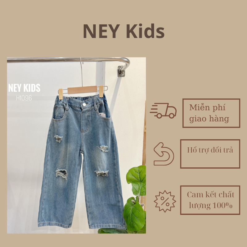 Quần jean suông rách unisex