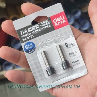 Vỉ 2 cái lưỡi đục thay cho máy bấm 2 lỗ deli 0150