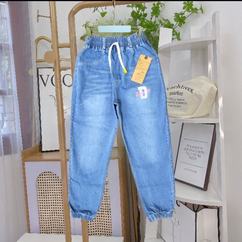 Quần bò dáng dài bé gái  chất mềm  giãn , quần dài bé gái đi học đi chơi.