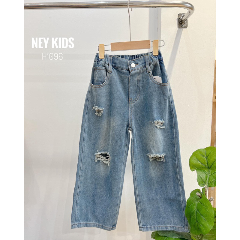 Quần jean suông rách unisex