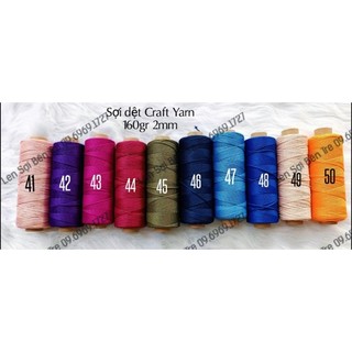 Dệt trơn 2mm Craft Yarn VN ( Mã 41-78)
