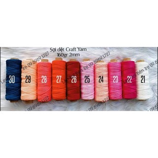 Dệt trơn 2mm Craft Yarn VN ( Mã 1-40 )