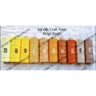 Dệt trơn 2mm Craft Yarn VN ( Mã 1-40 )