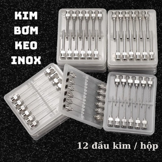 12 đầu kim bơm keo inox hộp 12 cây dài 13mm