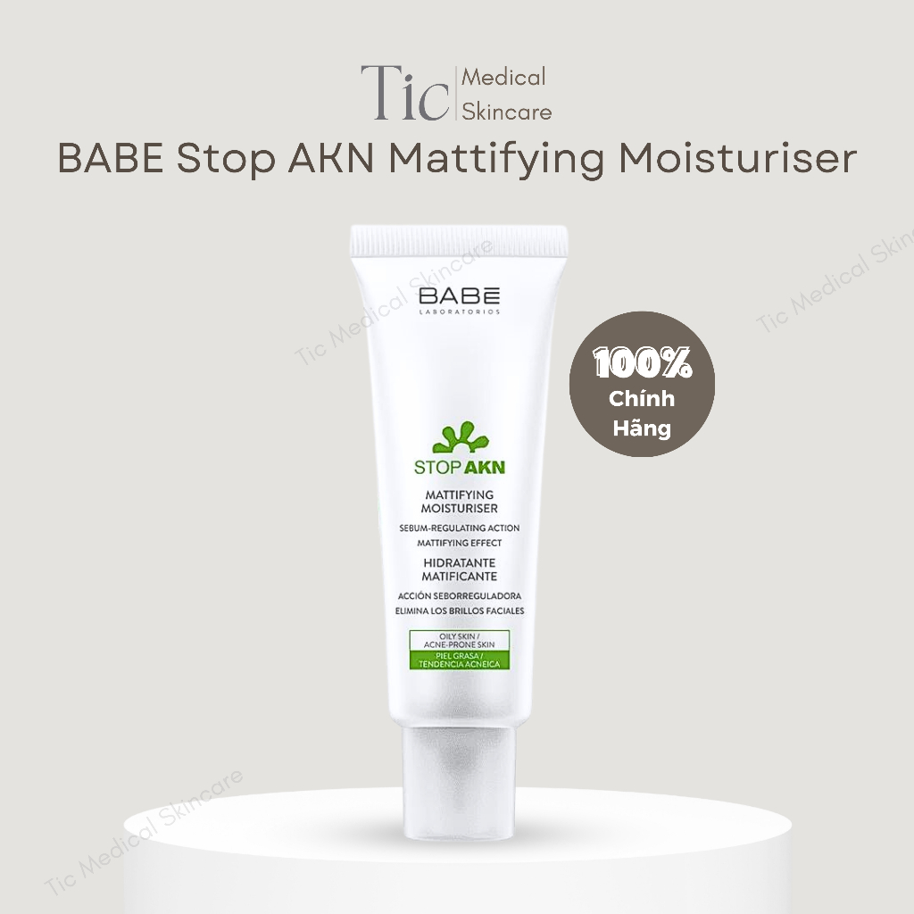 Kem Dưỡng Ẩm Kiềm Dầu Giảm Mụn BABE Stop AKN Mattifying Moisturiser 50ml - Tic Medical Skincare
