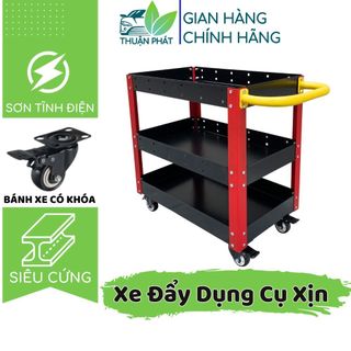 Xe đẩy dụng cụ 3 tầng ĐNB chịu tải 300kg Mâu Không Bảng Treo Sơn Tĩnh Điện Bánh Xe Có KhóaThuận Phát