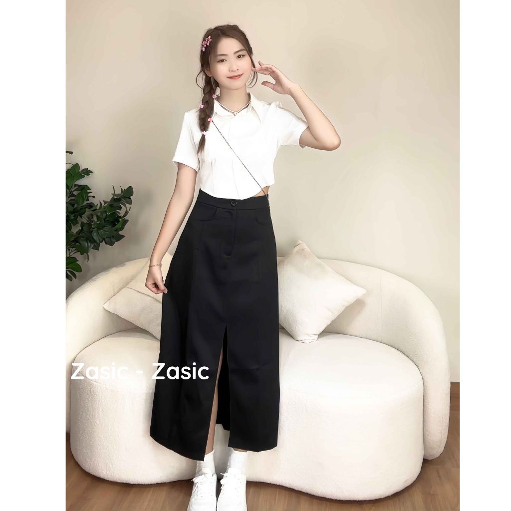 Áo Sơ Mi Croptop Vạt Bầu Zasic Phong Cách Năng Động Trẻ Trung A14