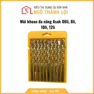 Mũi khoan đa năng Asak 06li, 8li, 10li, 12li, Mũi khoan thiết kế đầu nhọn, độ cứng cao