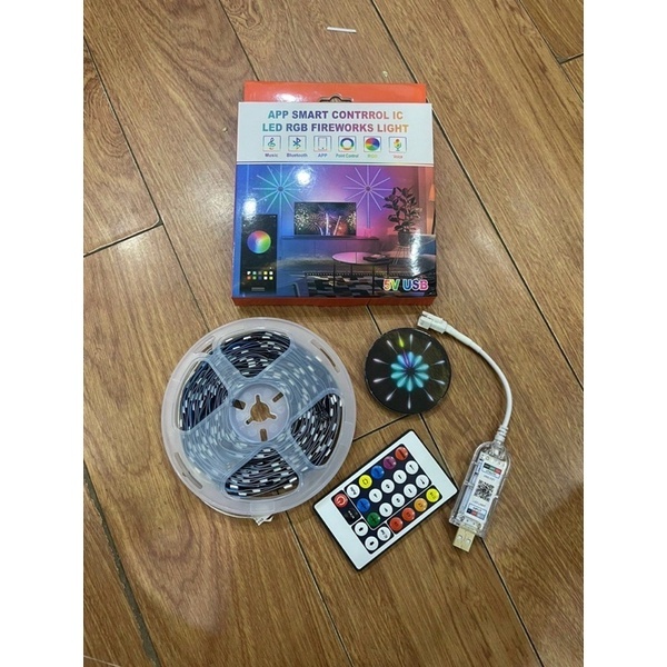 Bộ Đèn Led Pháo Hoa Tết Nháy Theo Nhạc Kết Nối Bluetooth, Đèn Led Hiệu Ứng Pháo Hoa Đầy Màu Sắc Trang Trí Tết