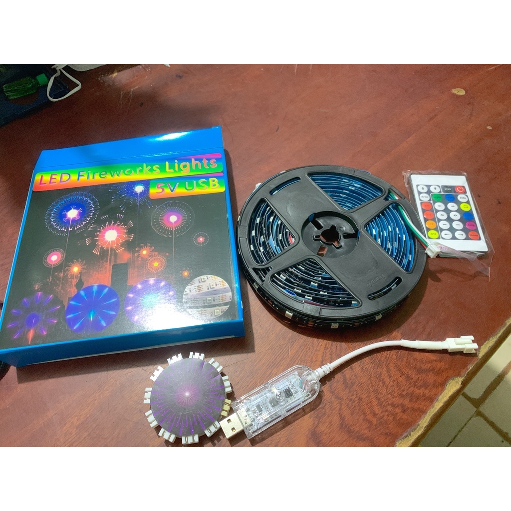 Bộ Đèn Led Pháo Hoa Tết Nháy Theo Nhạc Kết Nối Bluetooth, Đèn Led Hiệu Ứng Pháo Hoa Đầy Màu Sắc Trang Trí Tết