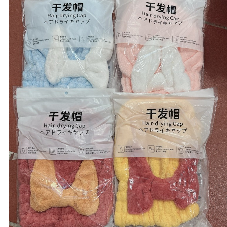 Mũ ủ tóc siêu thấm nước, Mũ tắm nơ nhung dày dặn, Khăn quấn khô tóc có nơ dễ thương chất liệu cotton mềm mịn