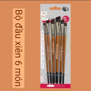 Bộ 6 bút lông cọ vát loại đẹp sử dụng vẽ hoa 3D, vẽ móng, vẽ màu nước, màu acrylic