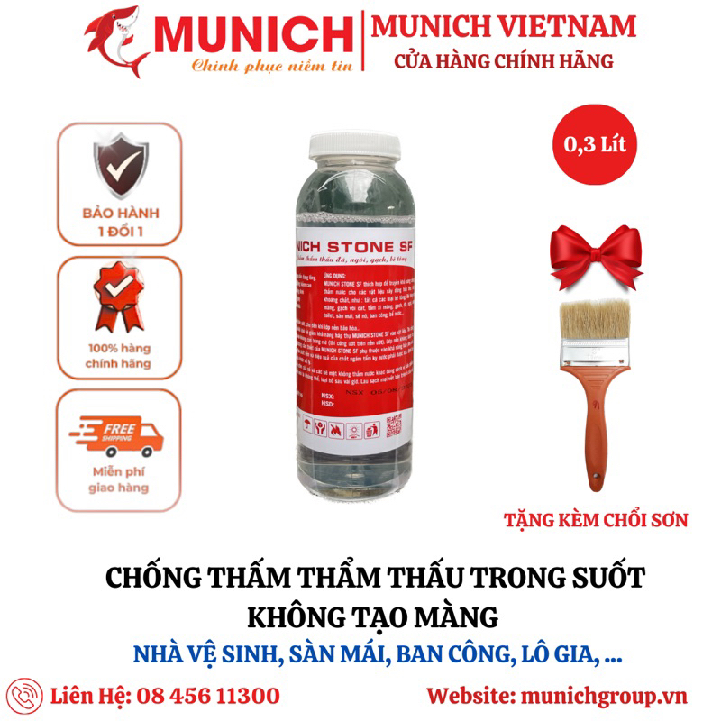 Chống thấm tinh thể thẩm thấu mao dẫn dạng lỏng - Chai 300ml ( Tặng chổi sơn)