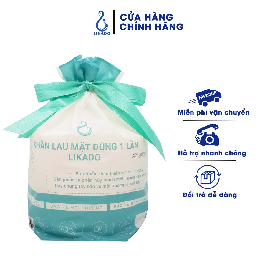 Bộ đôi Bông tẩy trang 222 miếng Likado chất liệu Cotton + Khăn lau mặt dùng 1 lần spa (50 khăn) LIKADO