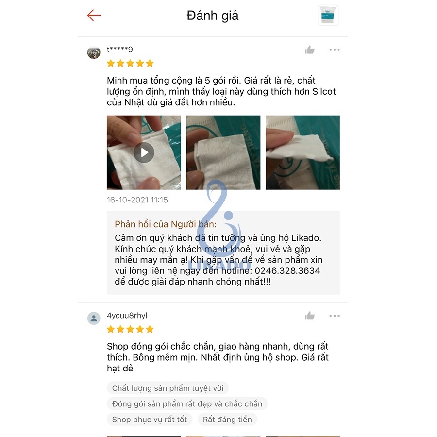 Bộ đôi Bông tẩy trang 222 miếng Likado chất liệu Cotton + Khăn lau mặt dùng 1 lần spa (50 khăn) LIKADO