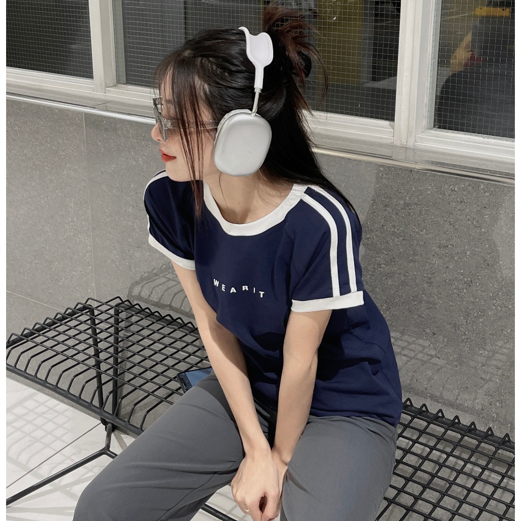 Áo thun baby tee WEARIT chất liệu cotton kẻ sọc tay nhiều màu dễ phối | BigBuy360 - bigbuy360.vn