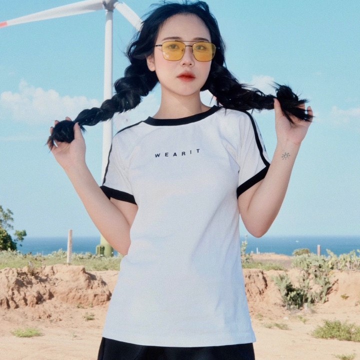 Áo thun baby tee WEARIT chất liệu cotton kẻ sọc tay nhiều màu dễ phối | BigBuy360 - bigbuy360.vn