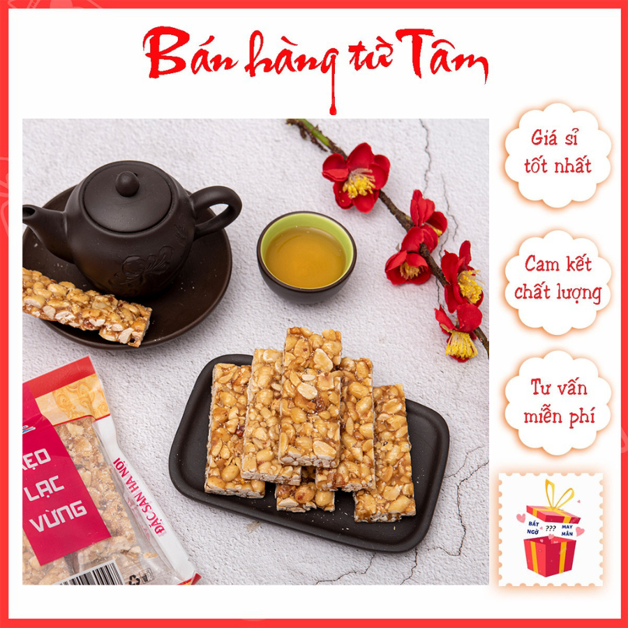 Kẹo lạc thanh dài, kẹo lạc Tiến Vua cao cấp đặc sản truyền thống thơm ngon Vinabisca kẹo ăn vặt tuổi thơ quà tặng biếu