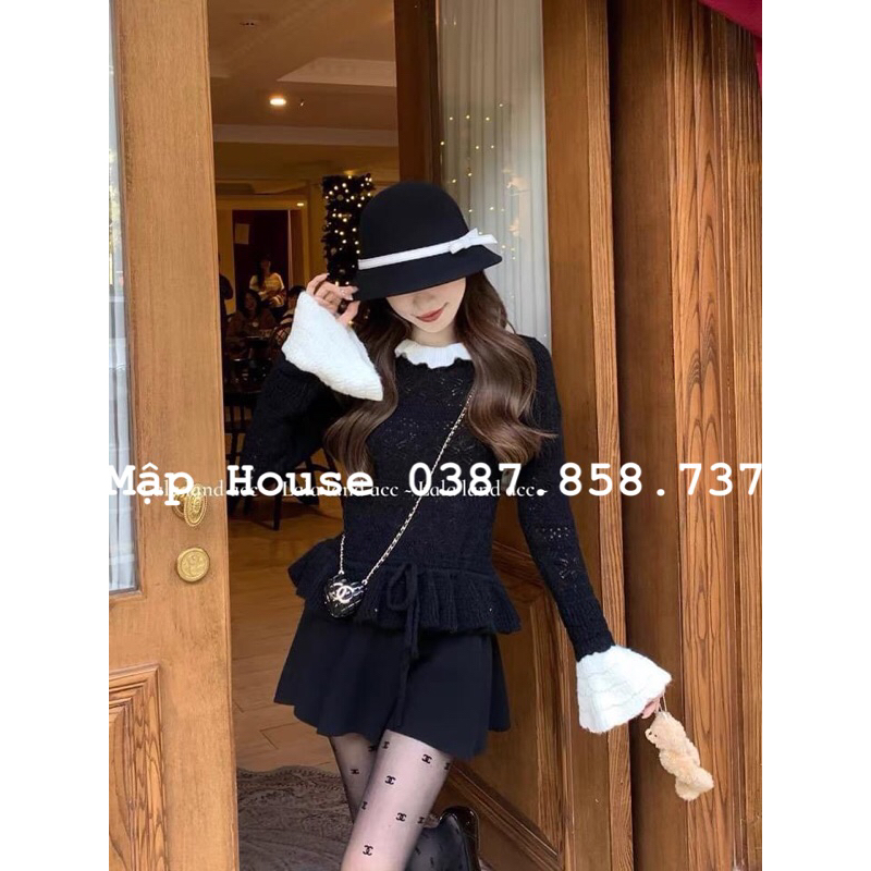 Mũ dạ ép nơ kẻ tiểu thư phong cách Vintage mẫu mới nhất mùa đông 2023