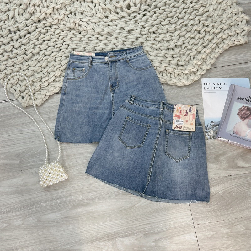 Chân váy jean dáng ngắn có lót quần , chân váy jean nữ size SML