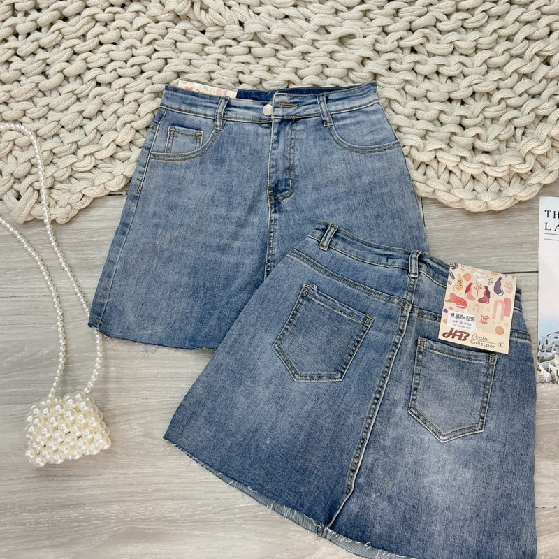 Chân váy jean dáng ngắn có lót quần , chân váy jean nữ size SML