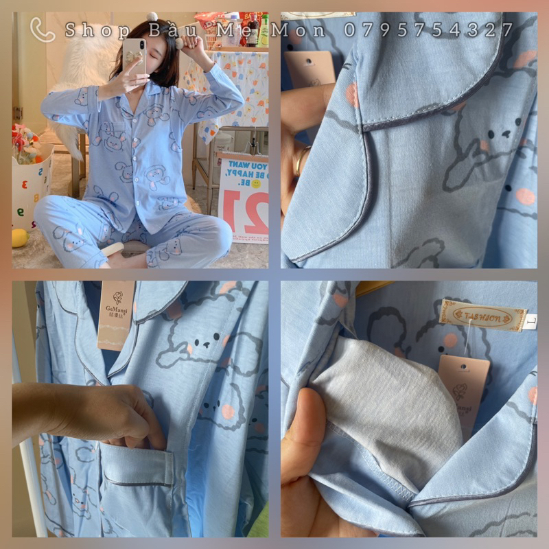 Bộ Dài Tay Cho Mẹ Bầu và Sau Sinh Cho Con Bú-Chất Cotton 100% Hàng Quảng Châu Cao Cấp