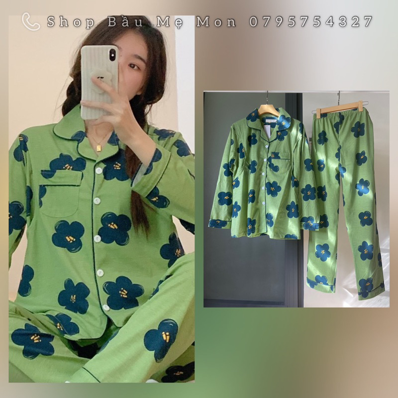Bộ Dài Tay Cho Mẹ Bầu và Sau Sinh Cho Con Bú-Chất Cotton 100% Hàng Quảng Châu Cao Cấp