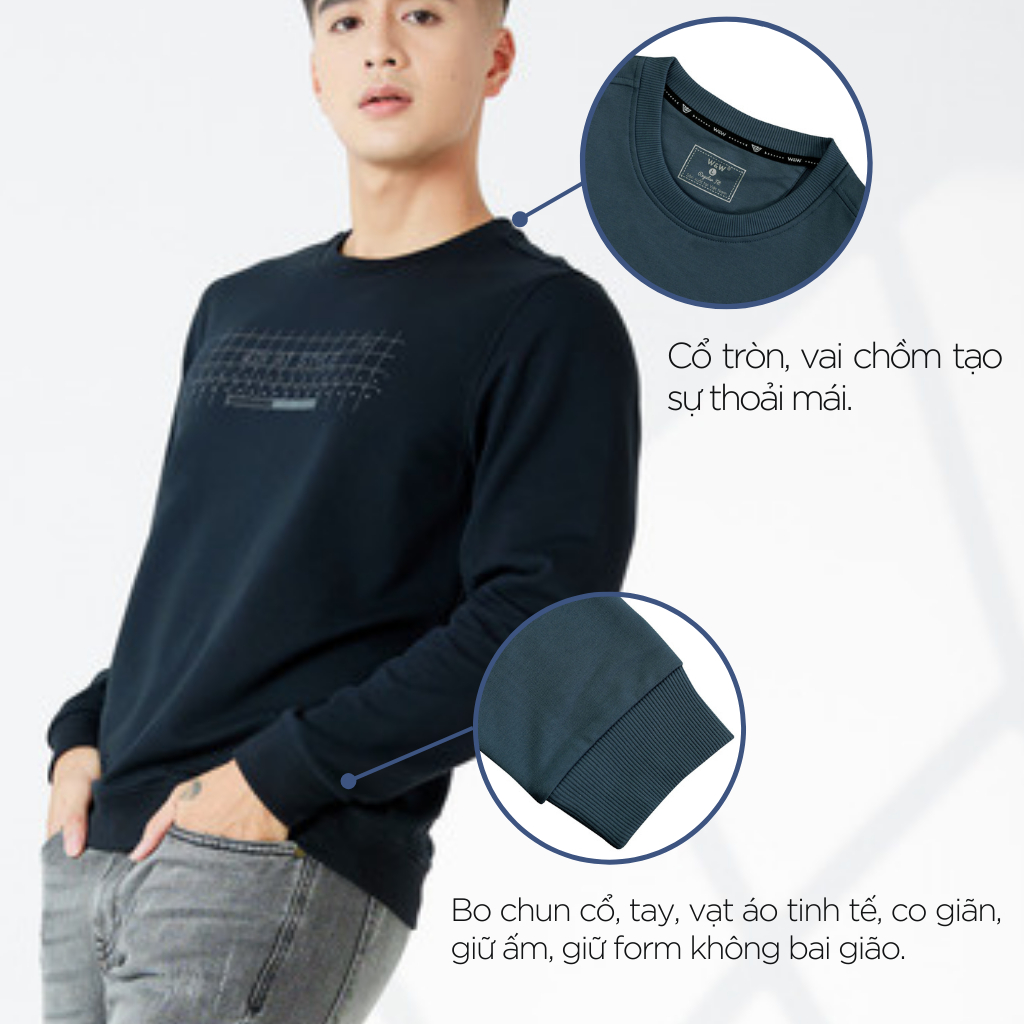 Áo Sweater Nam W&W Áo Nỉ Dài Tay Cổ Tròn Dày Dặn Mềm Mại Dáng Regular Thể Thao Thời Trang Trẻ Trung WSW15