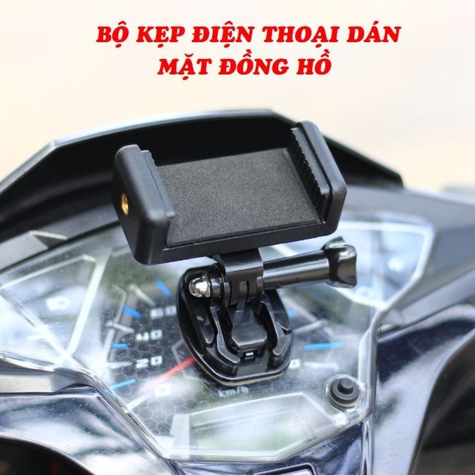 Bộ Kẹp Điện Thoại Dán Lên Mặt Đồng Hồ Xe Máy, Đế Cài Dễ Dàng Tháo Lắp Kèm Keo 3m