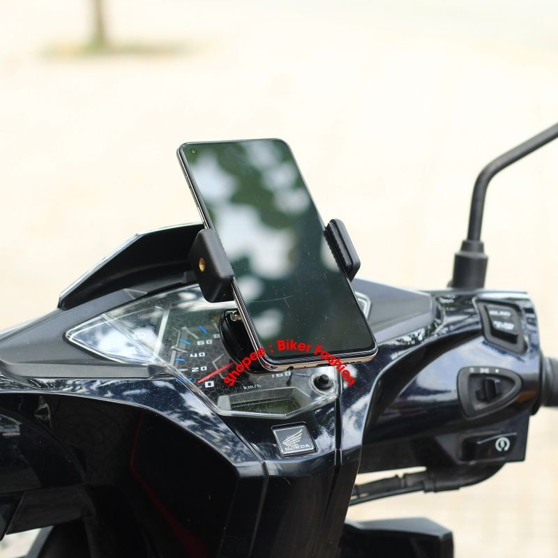 Bộ Kẹp Điện Thoại Dán Lên Mặt Đồng Hồ Xe Máy, Đế Cài Dễ Dàng Tháo Lắp Kèm Keo 3m