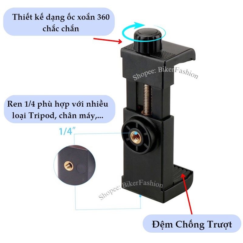 Bộ Kẹp Điện Thoại Dán Lên Mặt Đồng Hồ Xe Máy, Đế Cài Dễ Dàng Tháo Lắp Kèm Keo 3m